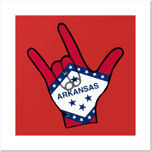 American Sign Language "I love you" symbol with Arkansas Flag Posters and Art